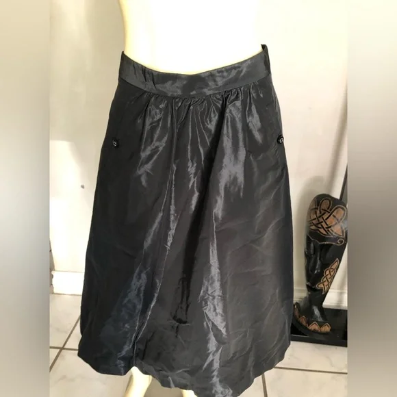Tory Burch Shimmering Black Taffeta A-Line Skirt Size 4 - Picture 11 of 11